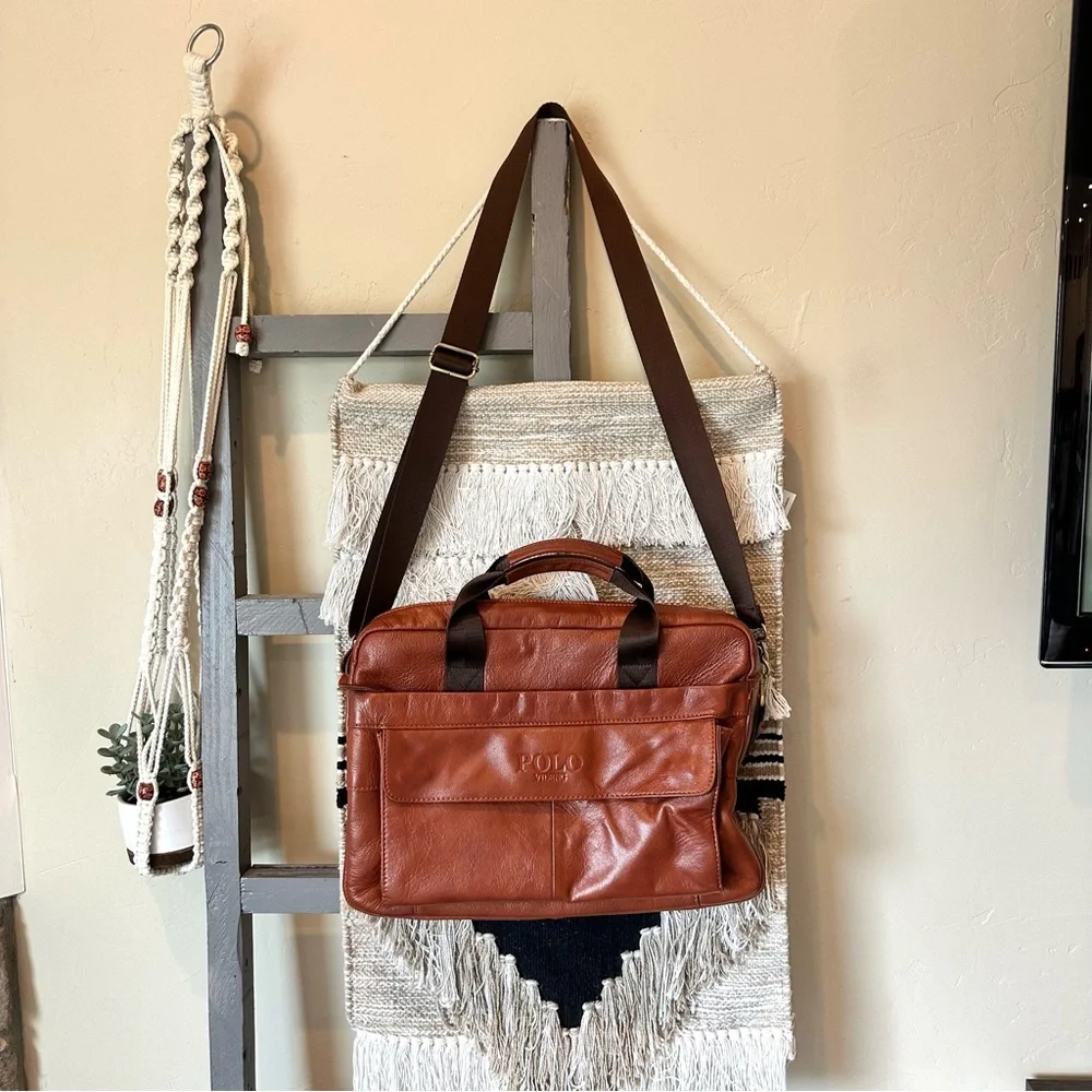 Polo Videng Laptop Bag Coffee Brown Medium Vintage